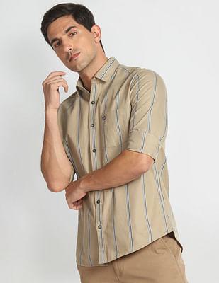 vertical stripe cotton casual shirt