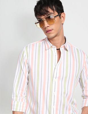 vertical stripe cotton casual shirt