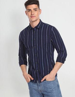 vertical stripe cotton casual shirt