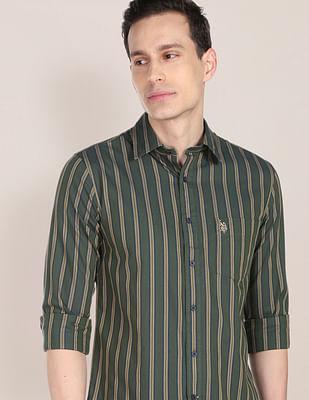 vertical stripe cotton casual shirt