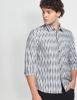 vertical stripe cotton casual shirt