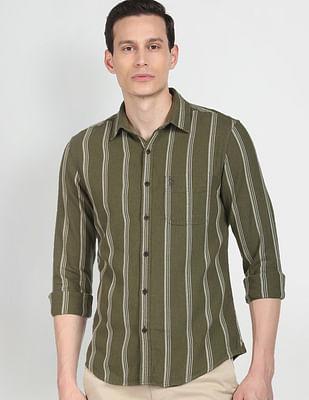 vertical stripe cotton casual shirt