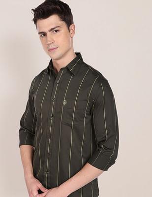 vertical stripe cotton casual shirt