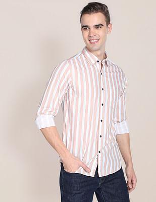 vertical stripe cotton casual shirt