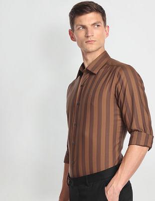 vertical stripe cotton formal shirt