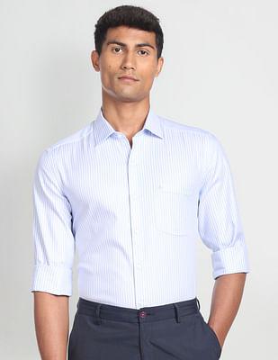 vertical stripe cotton formal shirt
