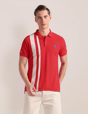 vertical stripe cotton polo shirt