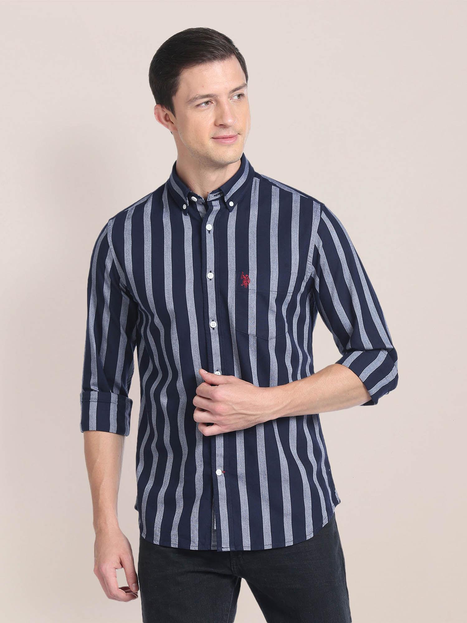 vertical stripe cotton shirt