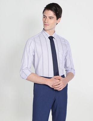vertical stripe dobby cotton formal shirt
