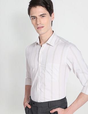 vertical stripe dobby cotton formal shirt