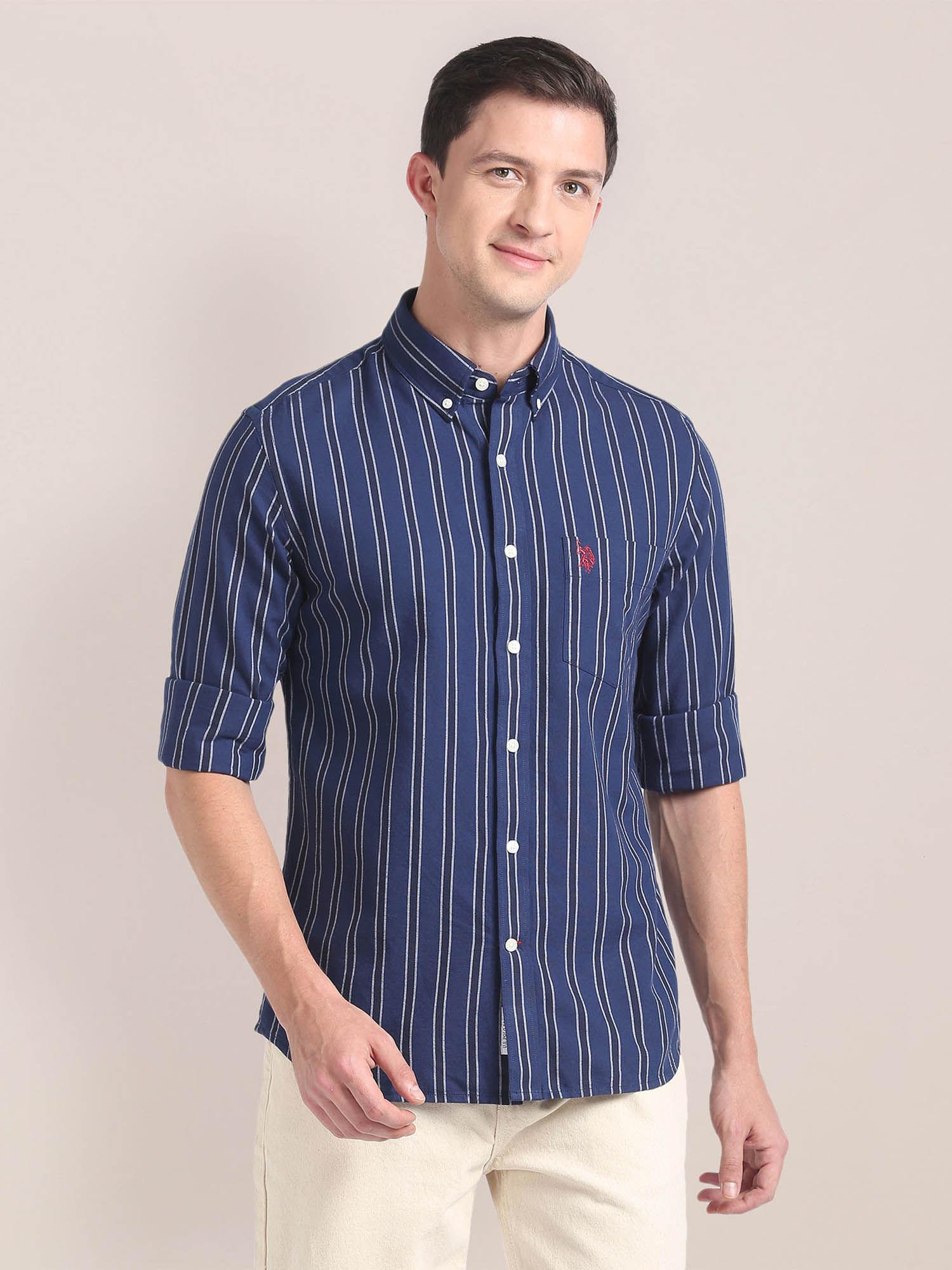 vertical stripe dobby shirt