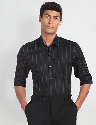vertical stripe dobby shirt