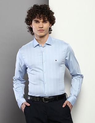 vertical stripe flex casual shirt