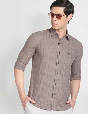 vertical stripe heathered shirt