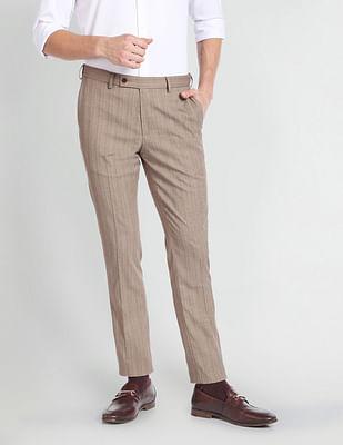 vertical stripe herringbone formal trousers