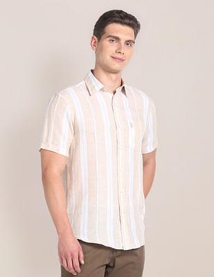 vertical stripe linen cotton shirt