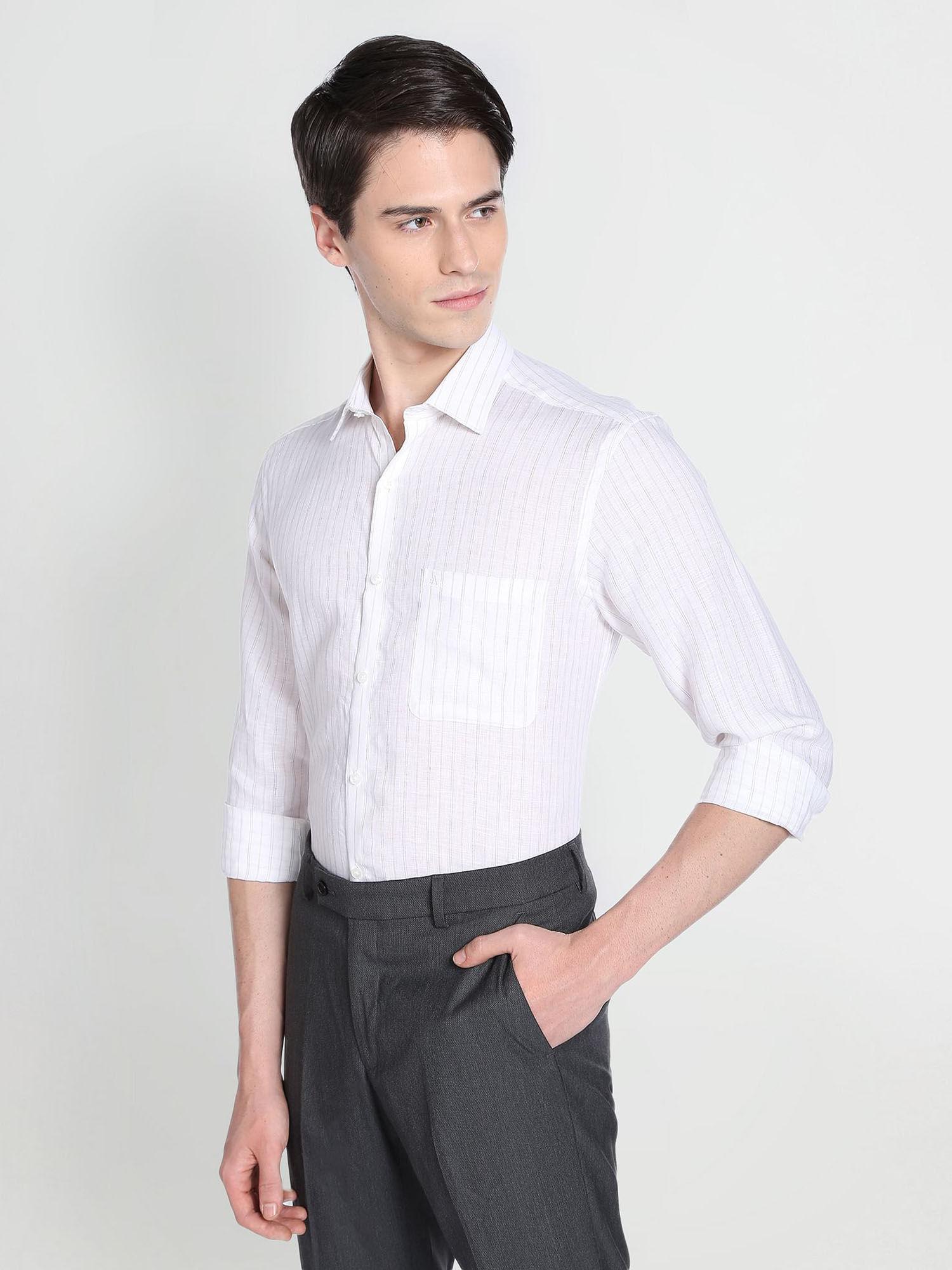 vertical stripe linen formal shirt