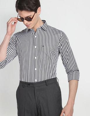 vertical stripe manhattan slim fit formal shirt