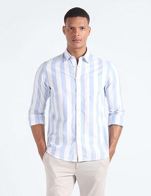 vertical stripe oxford shirt