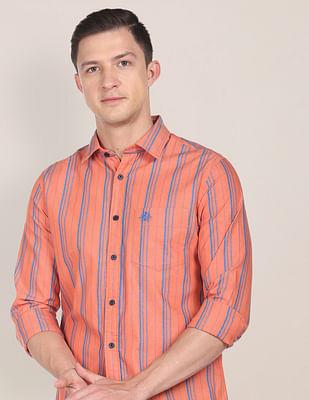 vertical stripe pinpoint oxford casual shirt