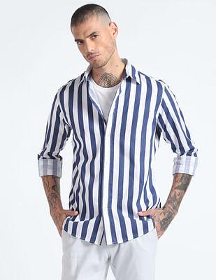 vertical stripe pure cotton shirt