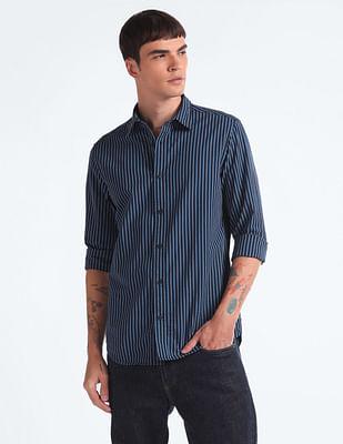 vertical stripe seersucker shirt