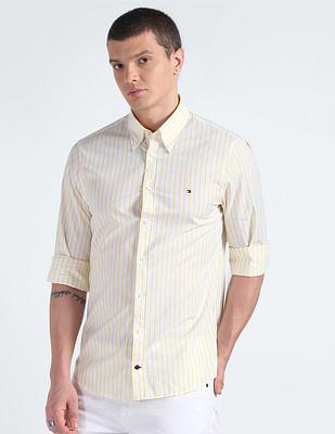 vertical stripe slim fit cotton shirt