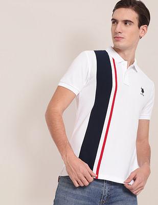 vertical stripe slim fit polo shirt