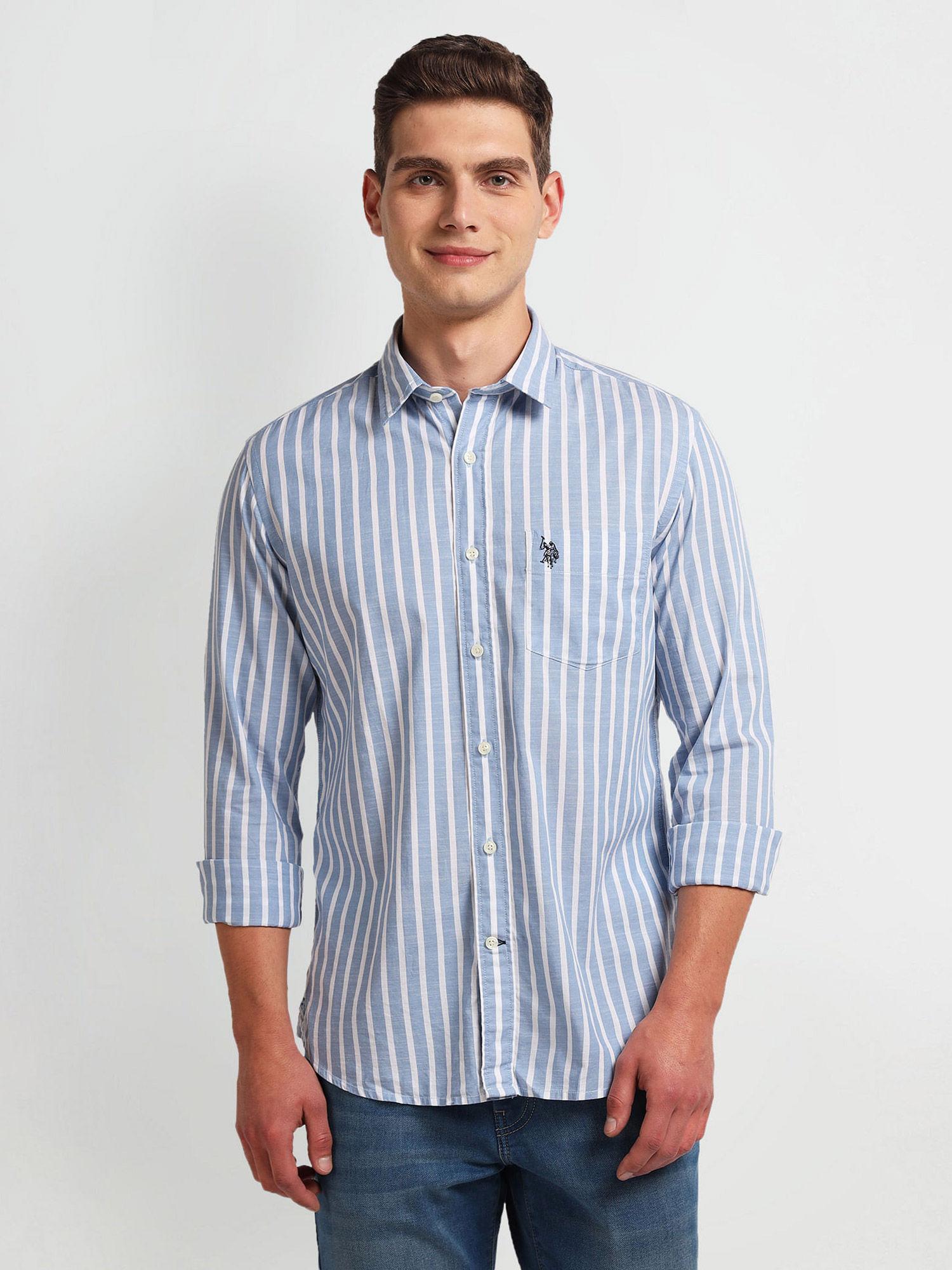 vertical stripe slim fit shirt