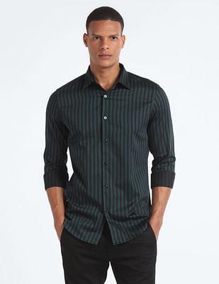 vertical stripe slim fit shirt