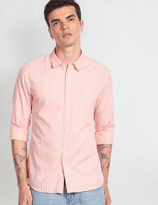 vertical stripe slim fit shirt