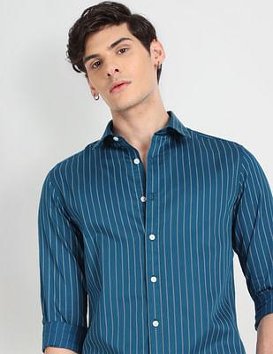 vertical stripe slim fit shirt