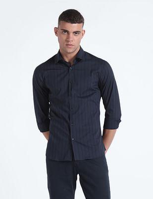 vertical stripe slim fit shirt