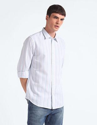 vertical stripe slim fit shirt