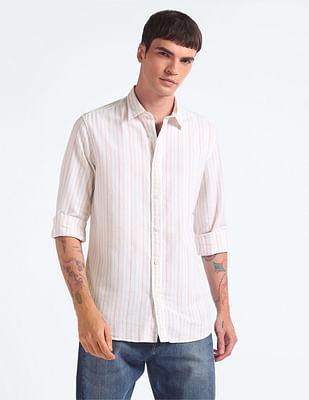 vertical stripe slim fit shirt