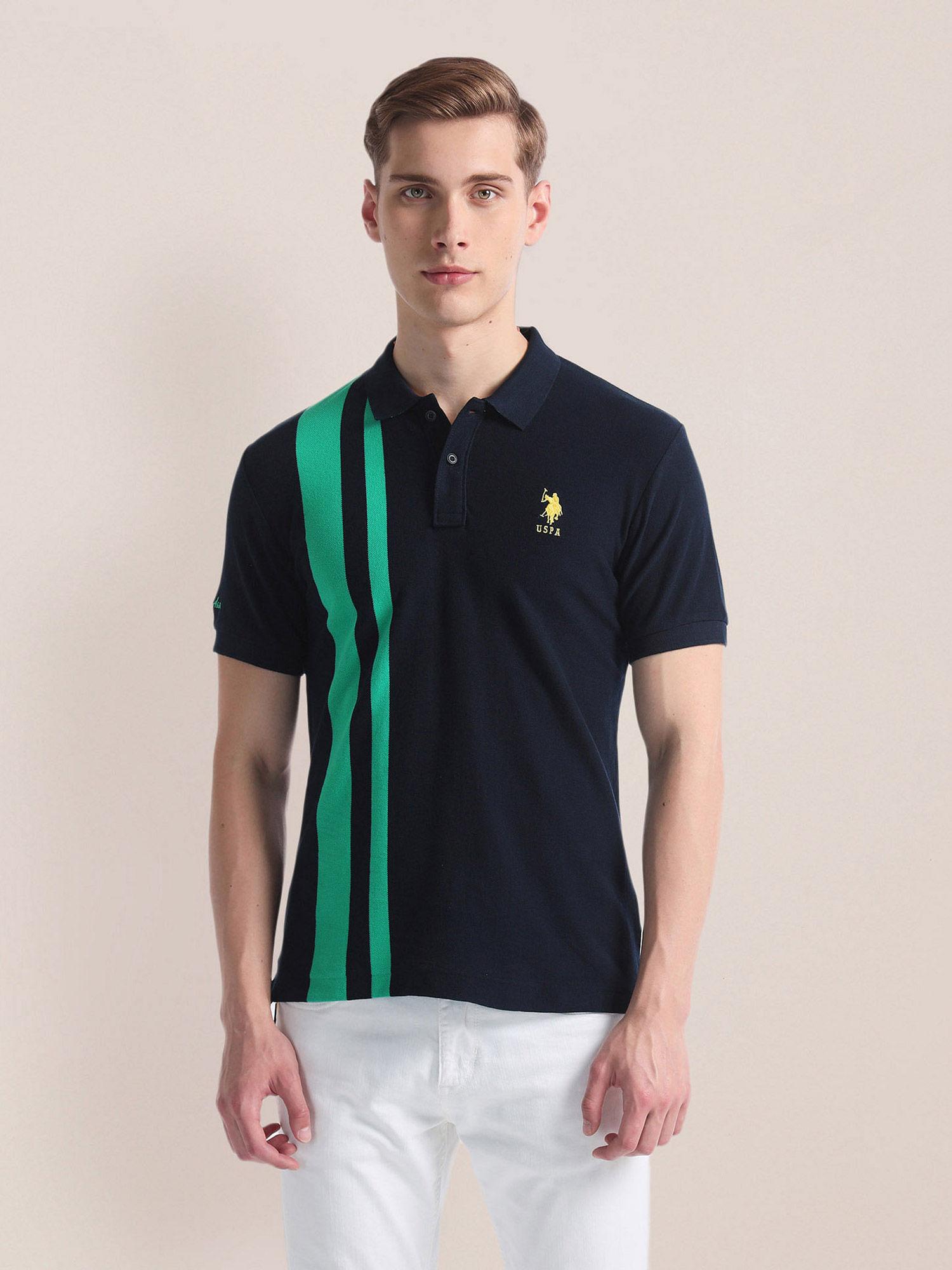 vertical stripe slim polo t-shirt