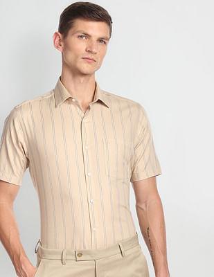 vertical stripe twill formal shirt