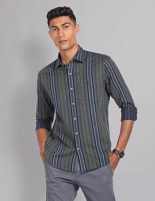 vertical stripe twill indie shirt