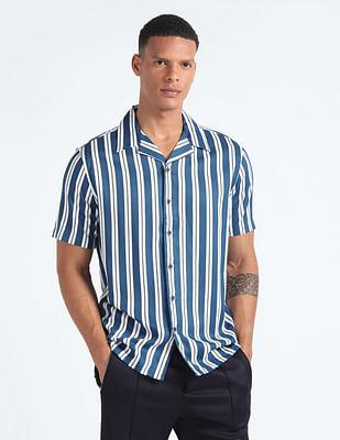 vertical stripe viscose shirt