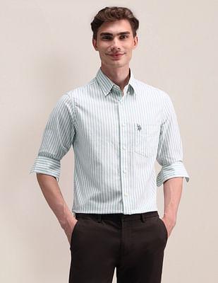 vertical striped oxford shirt