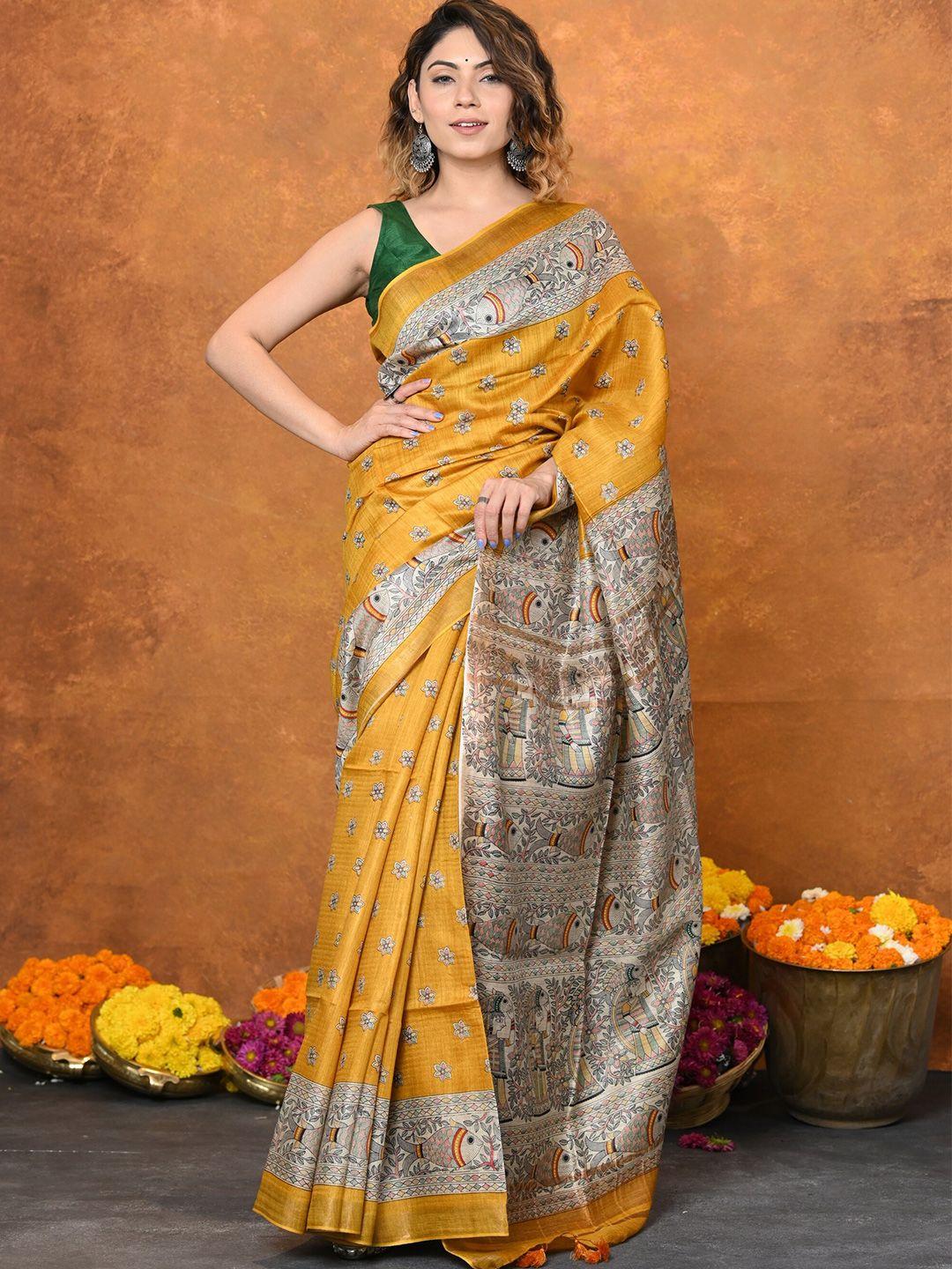 very much indian ethnic motifs pure silk tussar saree