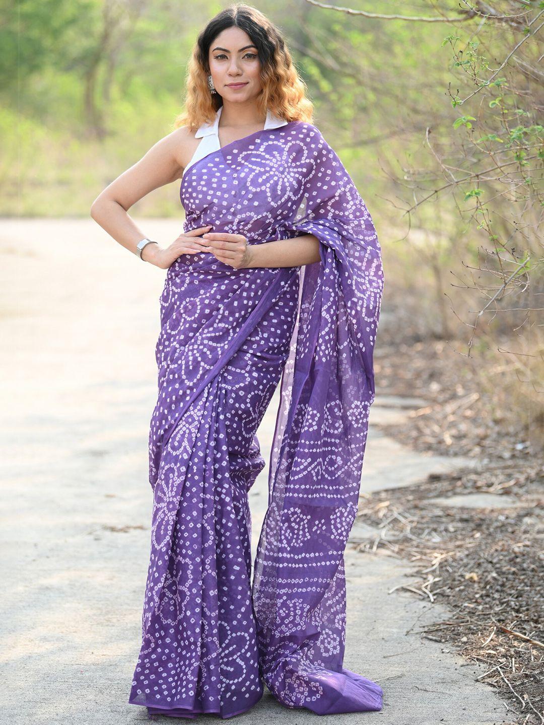 very much indian bandhani printed pure cotton saree