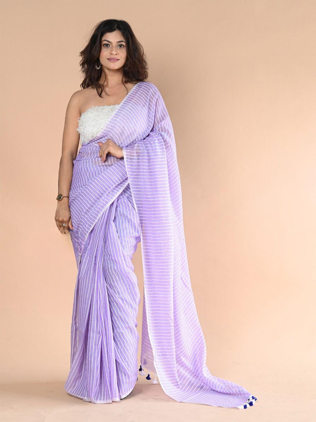 very much indian striped pure cotton saree