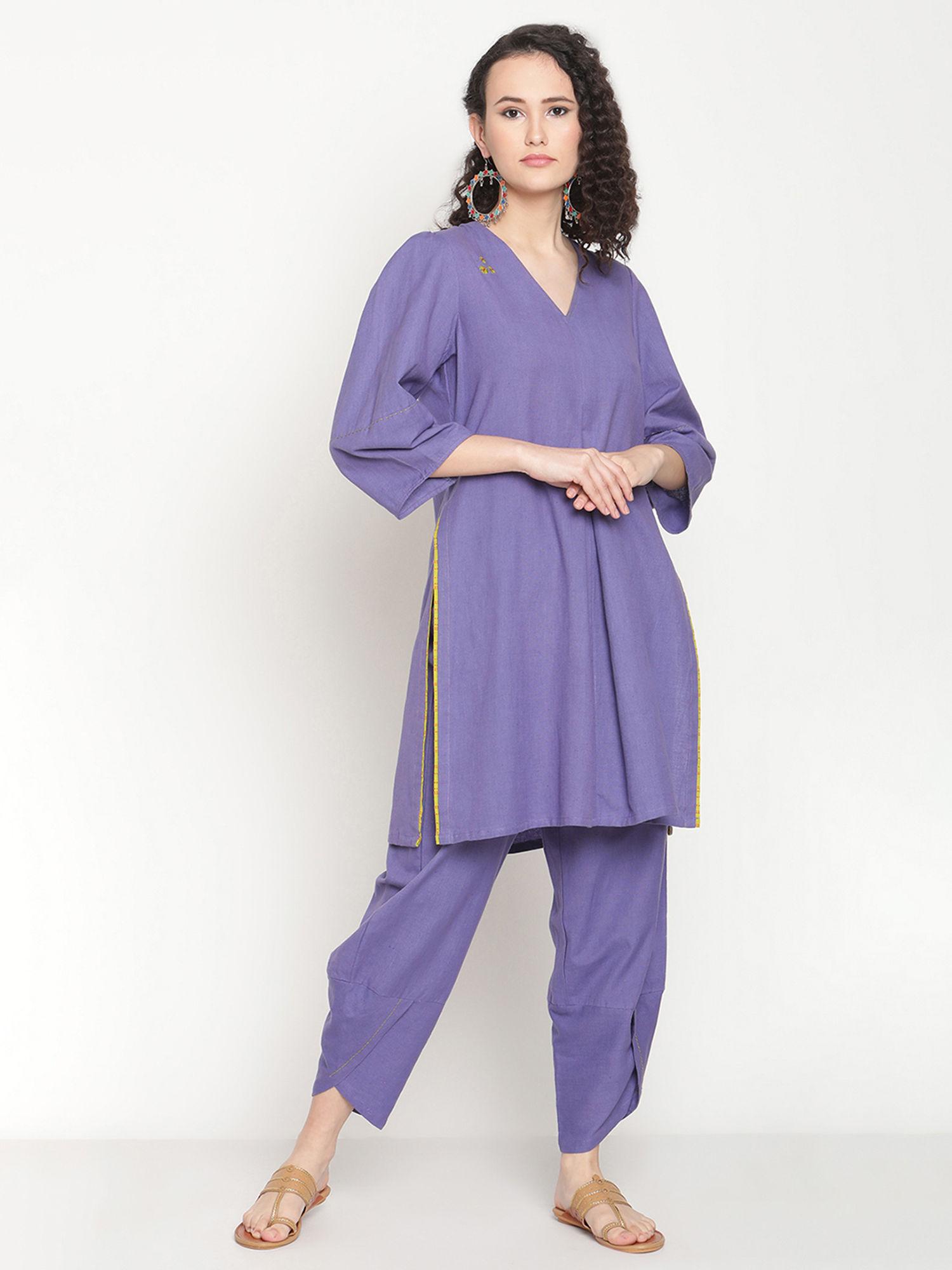 very peri flared embroidered kurta