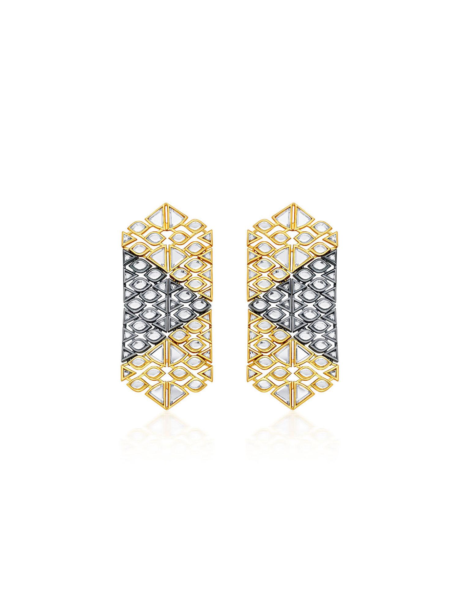 very varq trencadis earrings in 18kt gold and black plated