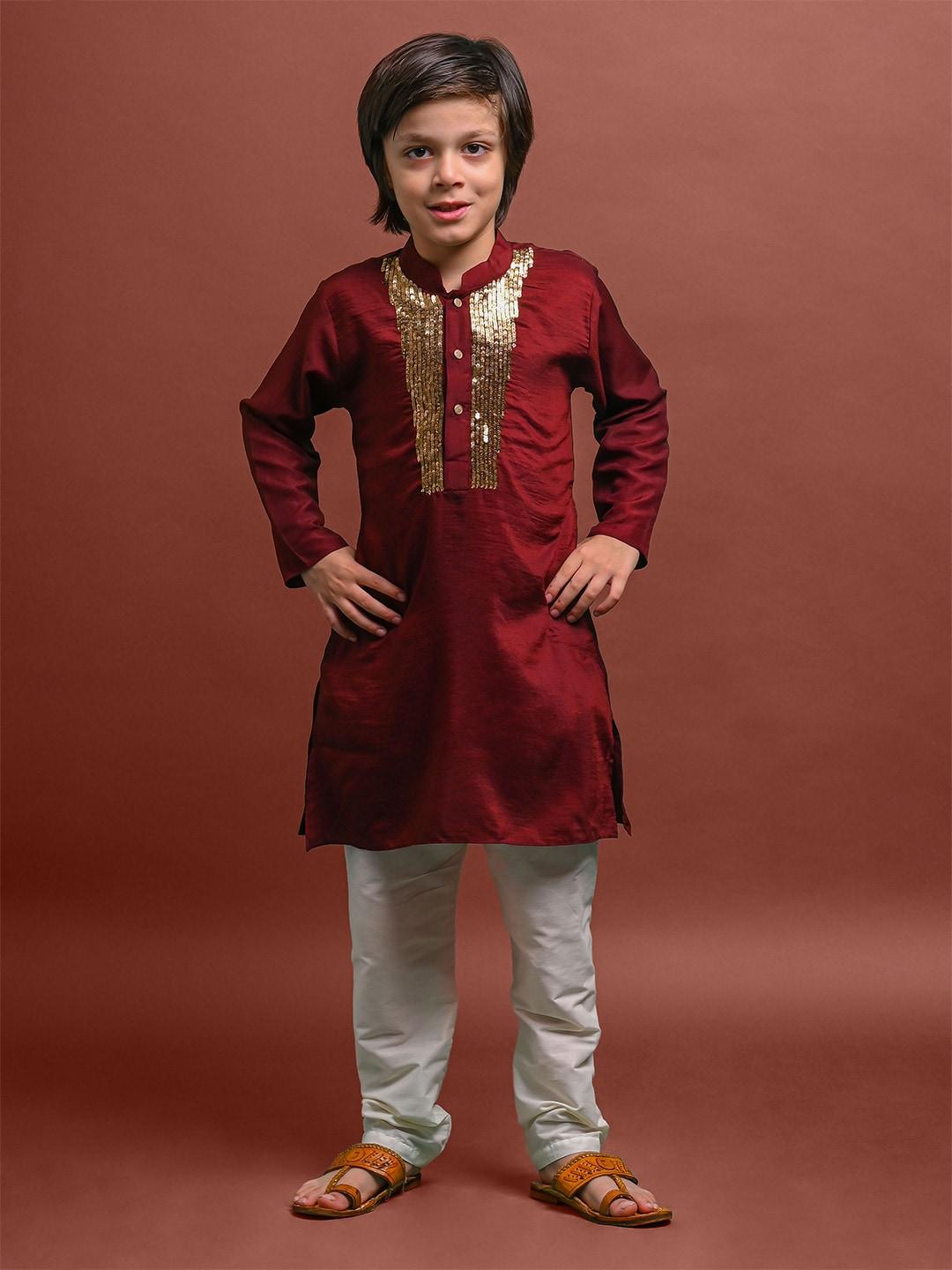 vesham boys embellished sequinned kurta