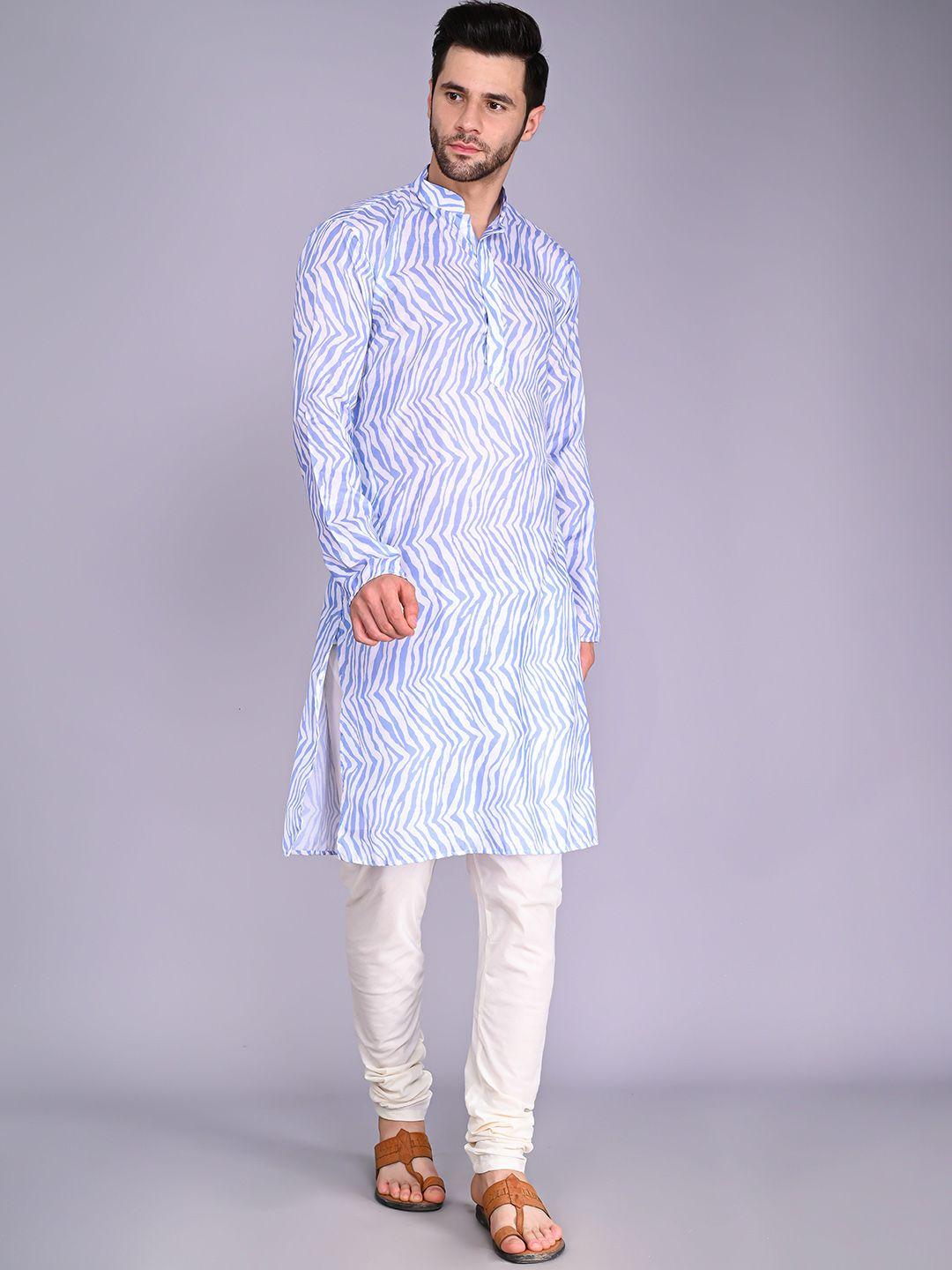 vesham men mandarin collar printed kurta with churidar