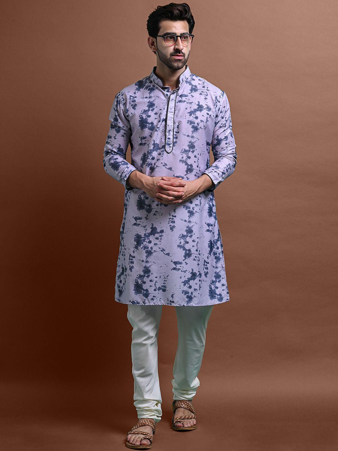 vesham abstract printed regular silk crepe kurta with pyjamas