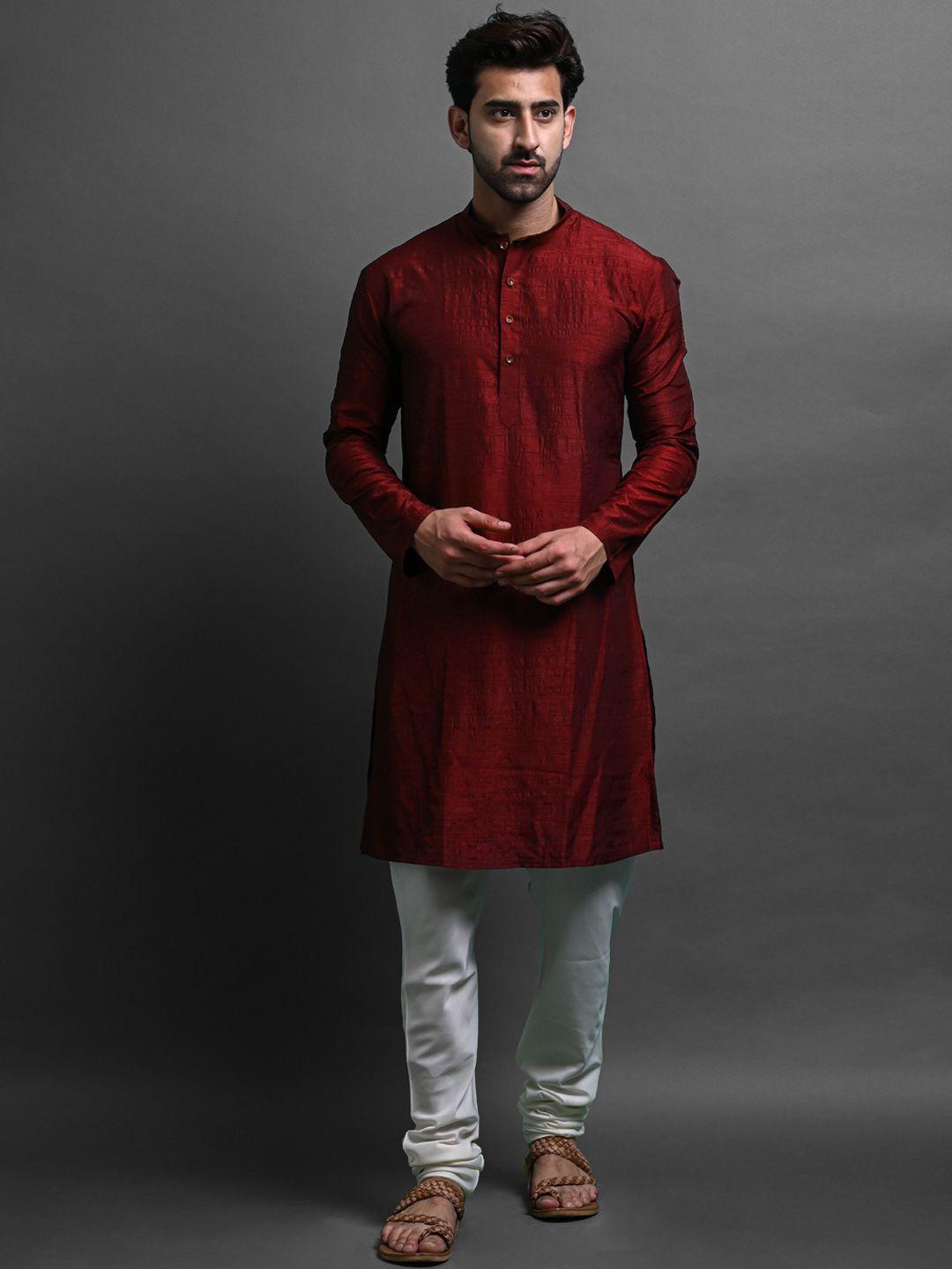 vesham band collar regular kurta with pyjamas