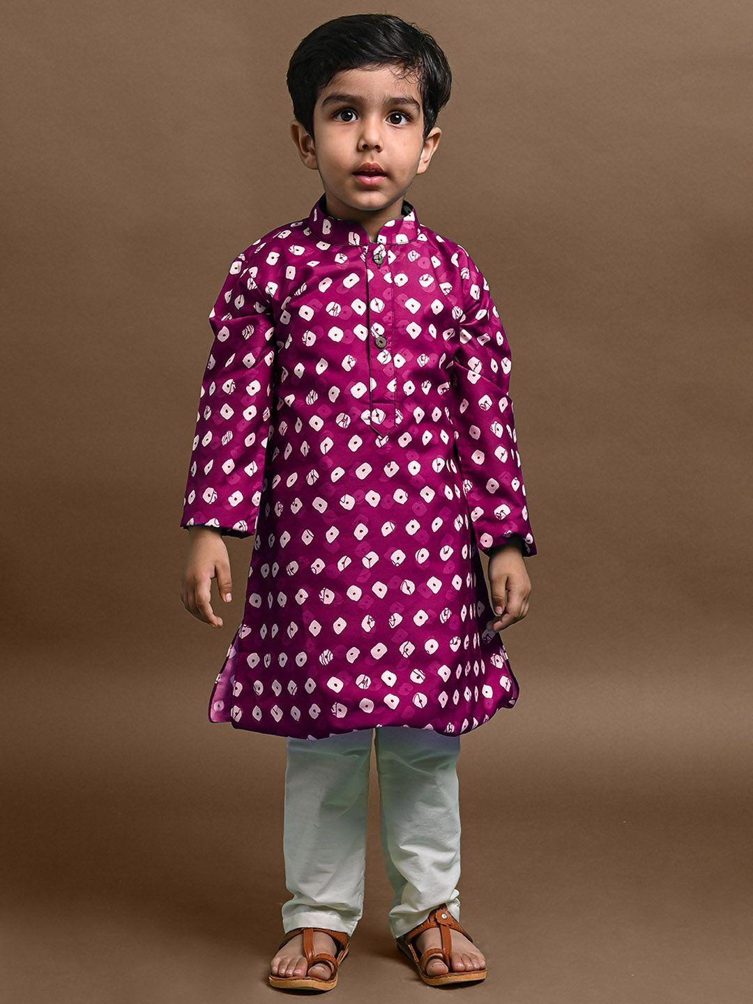 vesham boys bandhani printed kurta with pyjamas